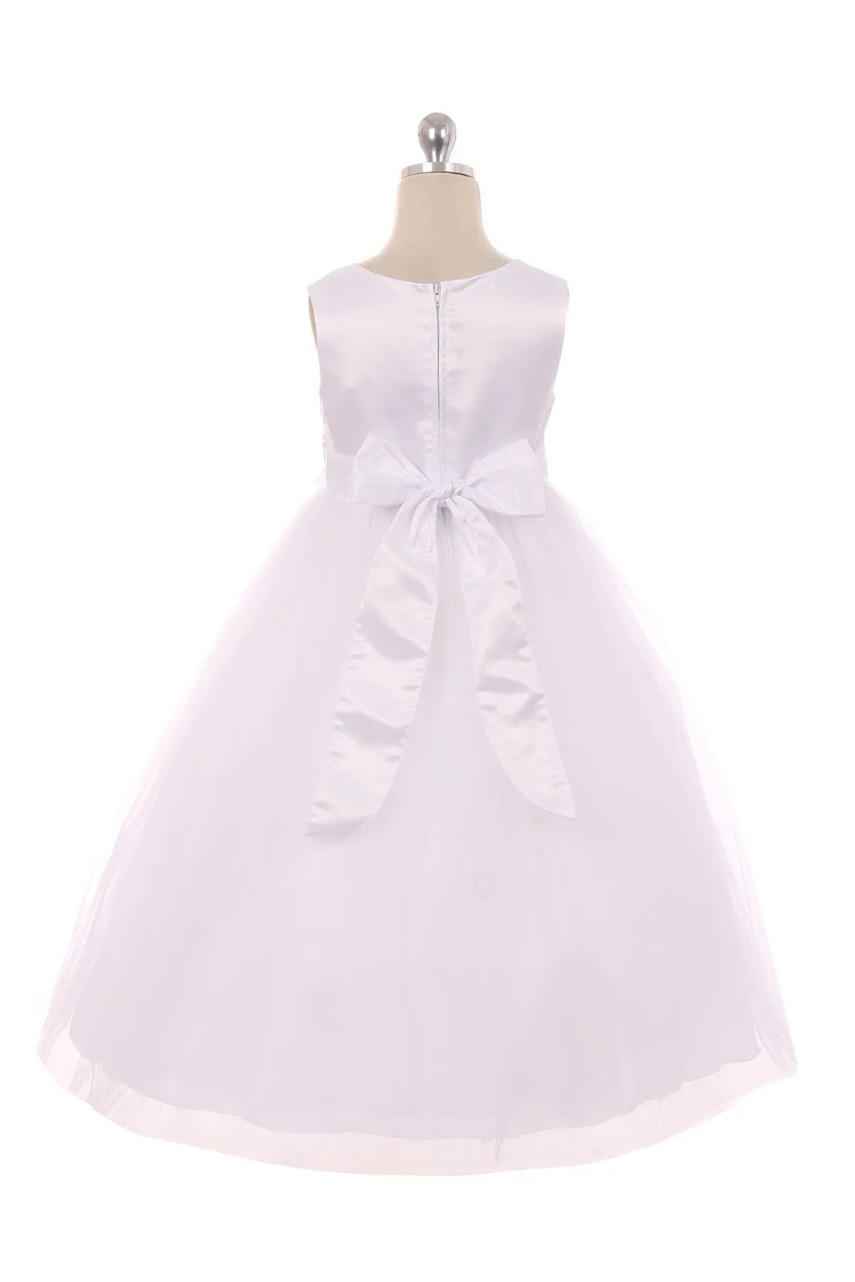 160B White Satin Flower Petal Girl Dress (1 of 2)