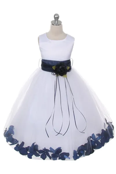 160B White Satin Flower Petal Girl Dress (1 of 2)