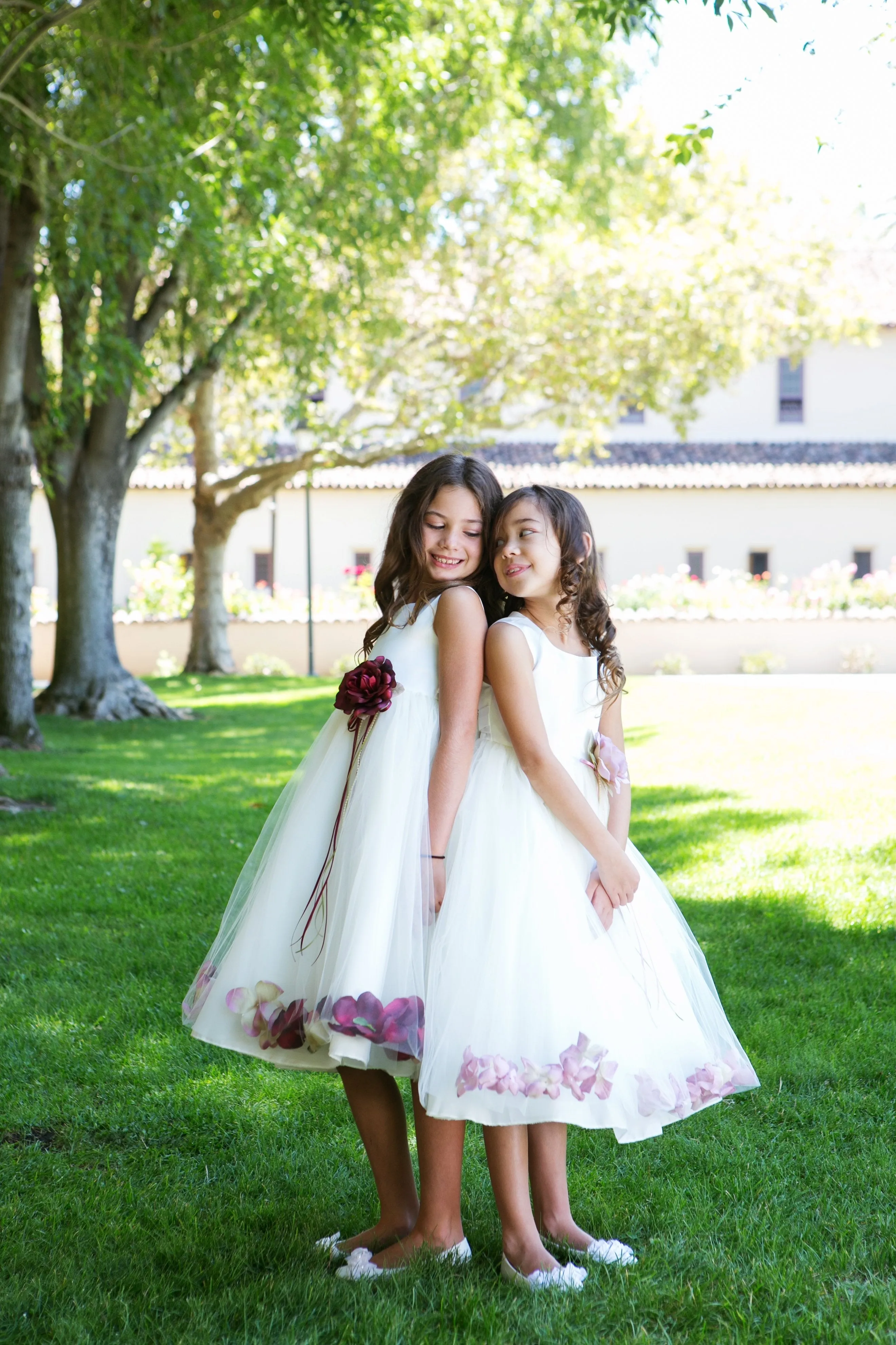 160B White Satin Flower Petal Girl Dress (1 of 2)