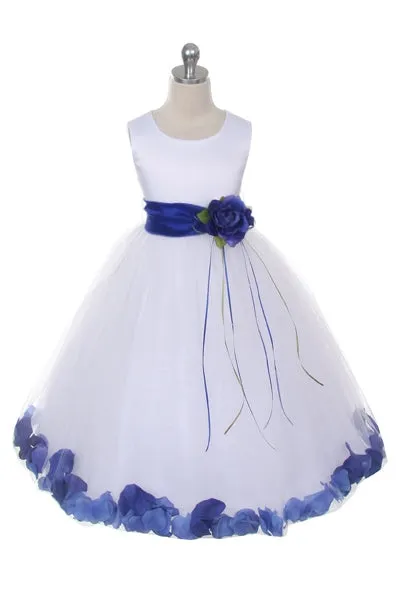 160B White Satin Flower Petal Girl Dress (1 of 2)