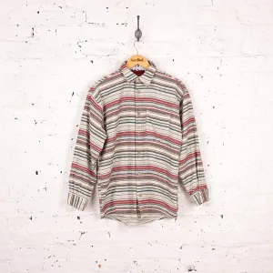 90s Striped Flannel Shirt - Beige - S