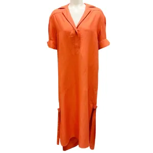 Agnona Orange 2020 Short Sleeved Linen Midi Dress