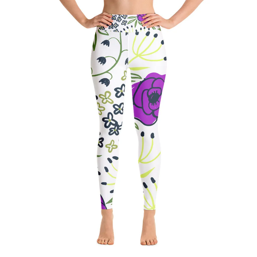 Aisha - Purple And Yellow Flower Legging