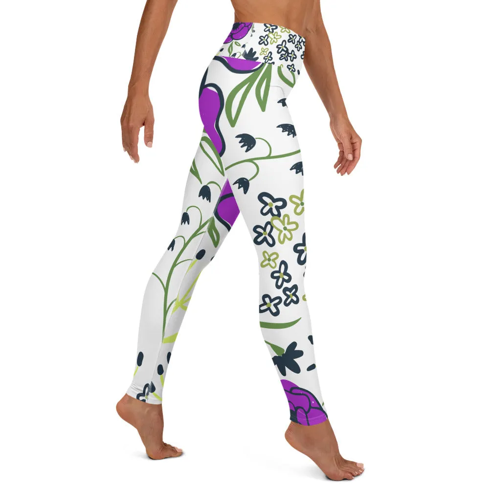 Aisha - Purple And Yellow Flower Legging