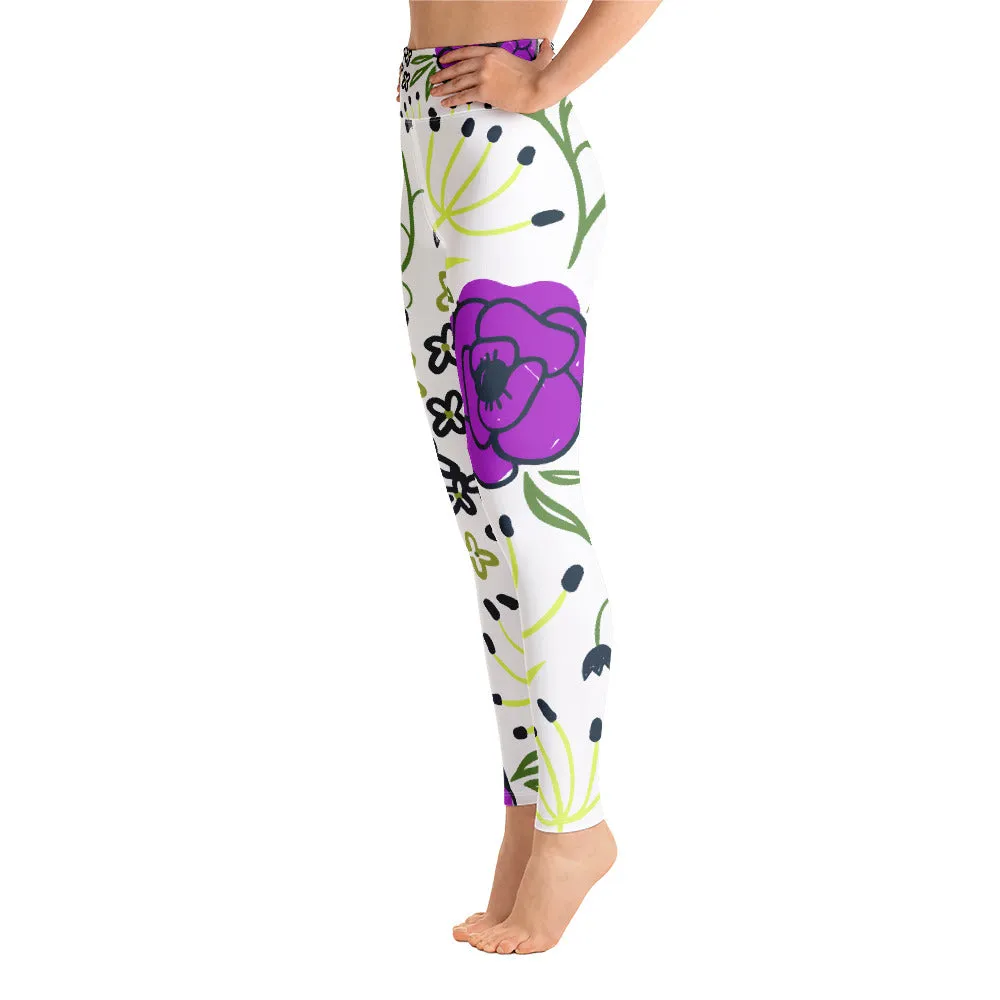 Aisha - Purple And Yellow Flower Legging