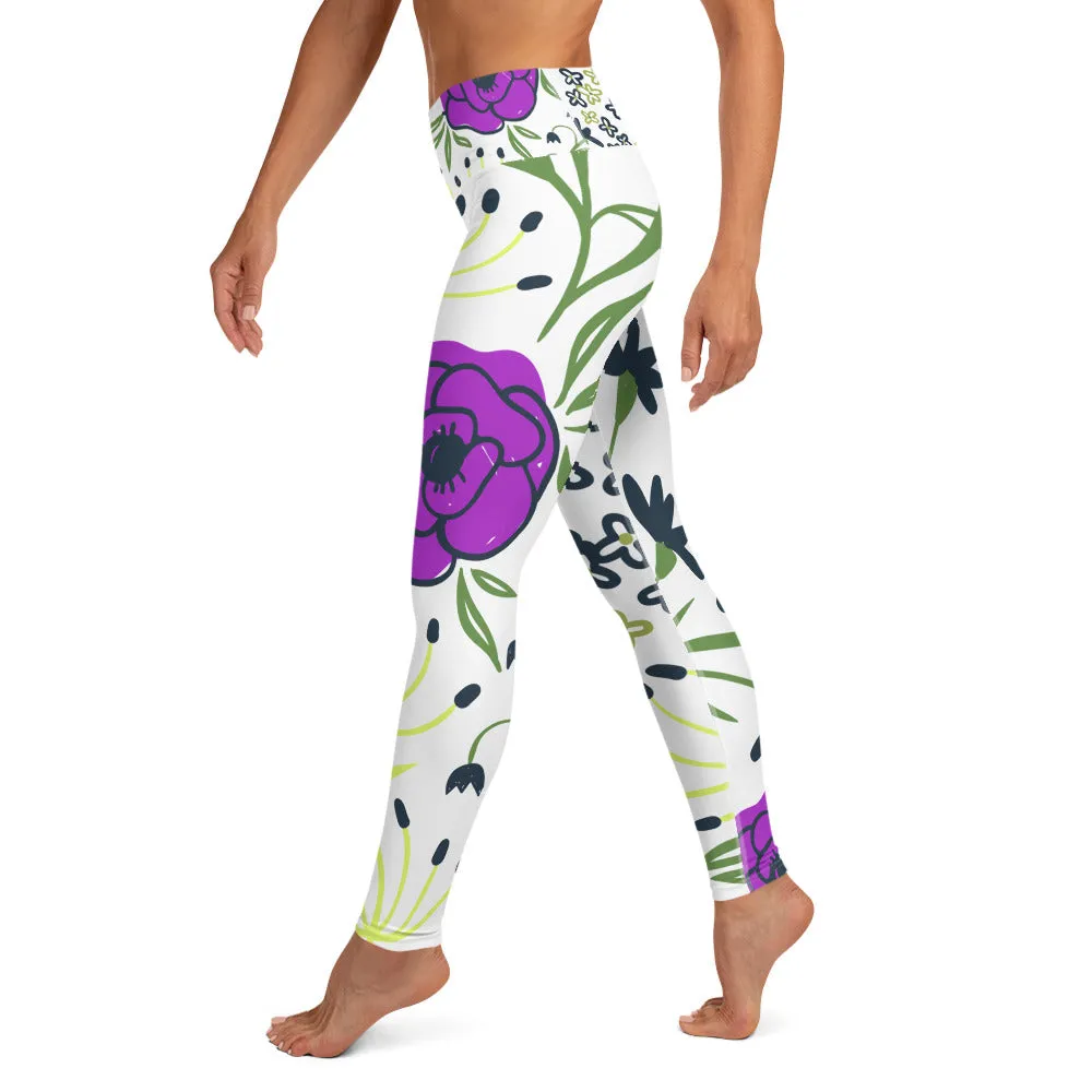 Aisha - Purple And Yellow Flower Legging