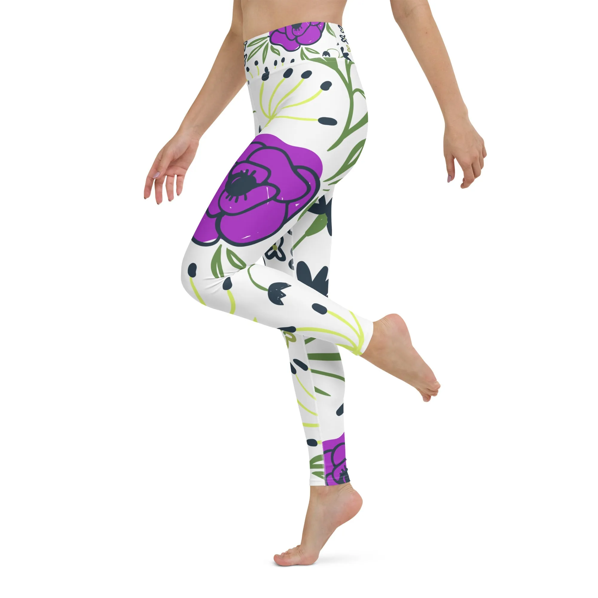 Aisha - Purple And Yellow Flower Legging