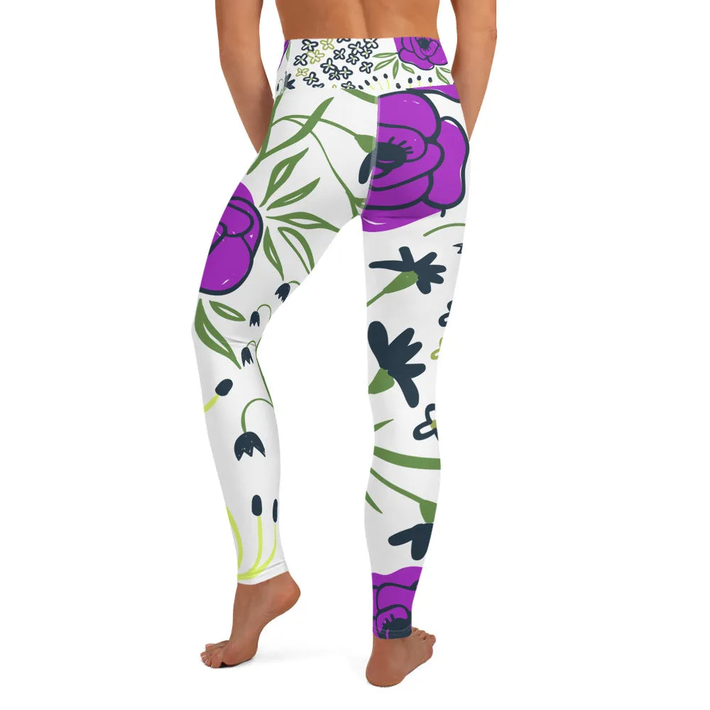 Aisha - Purple And Yellow Flower Legging
