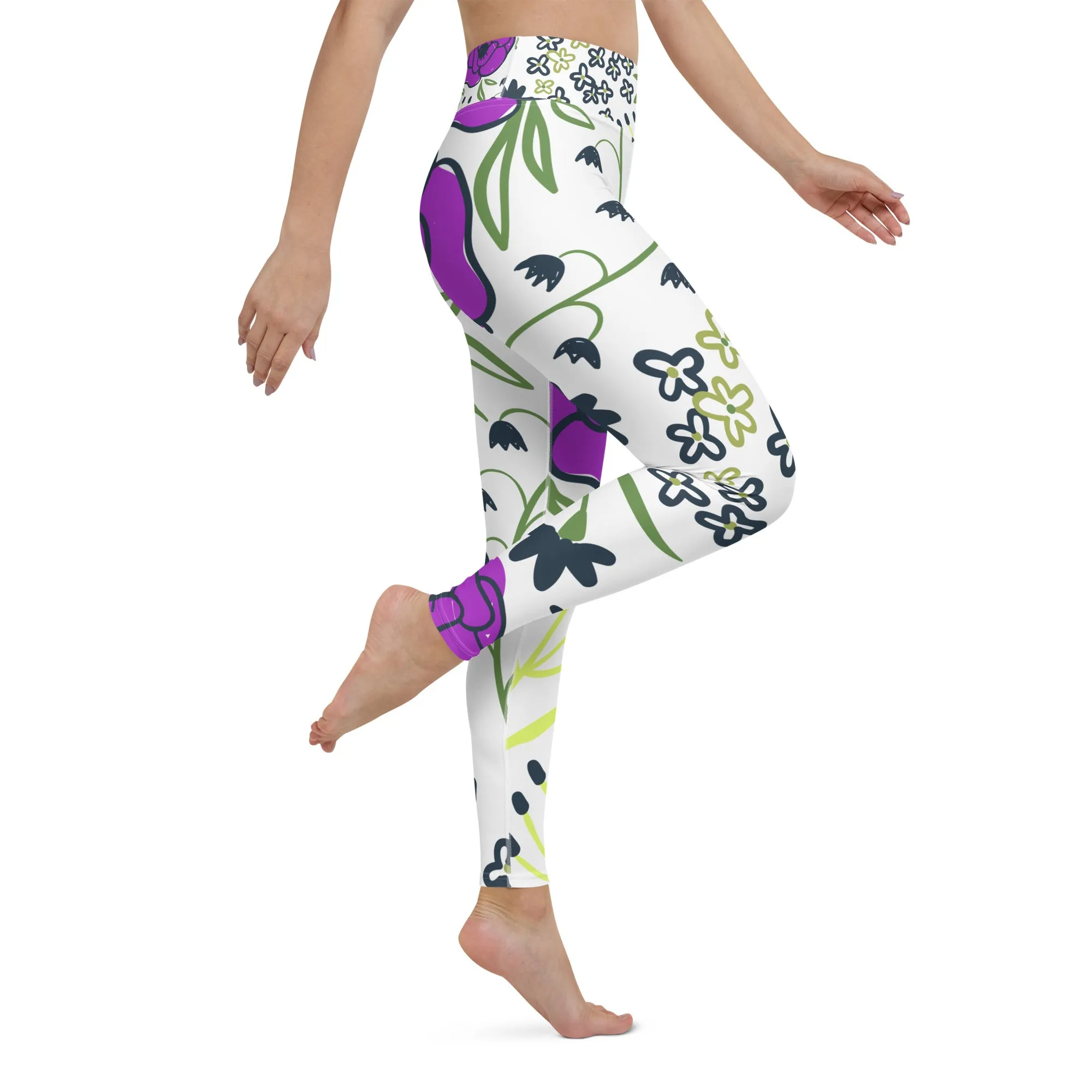 Aisha - Purple And Yellow Flower Legging
