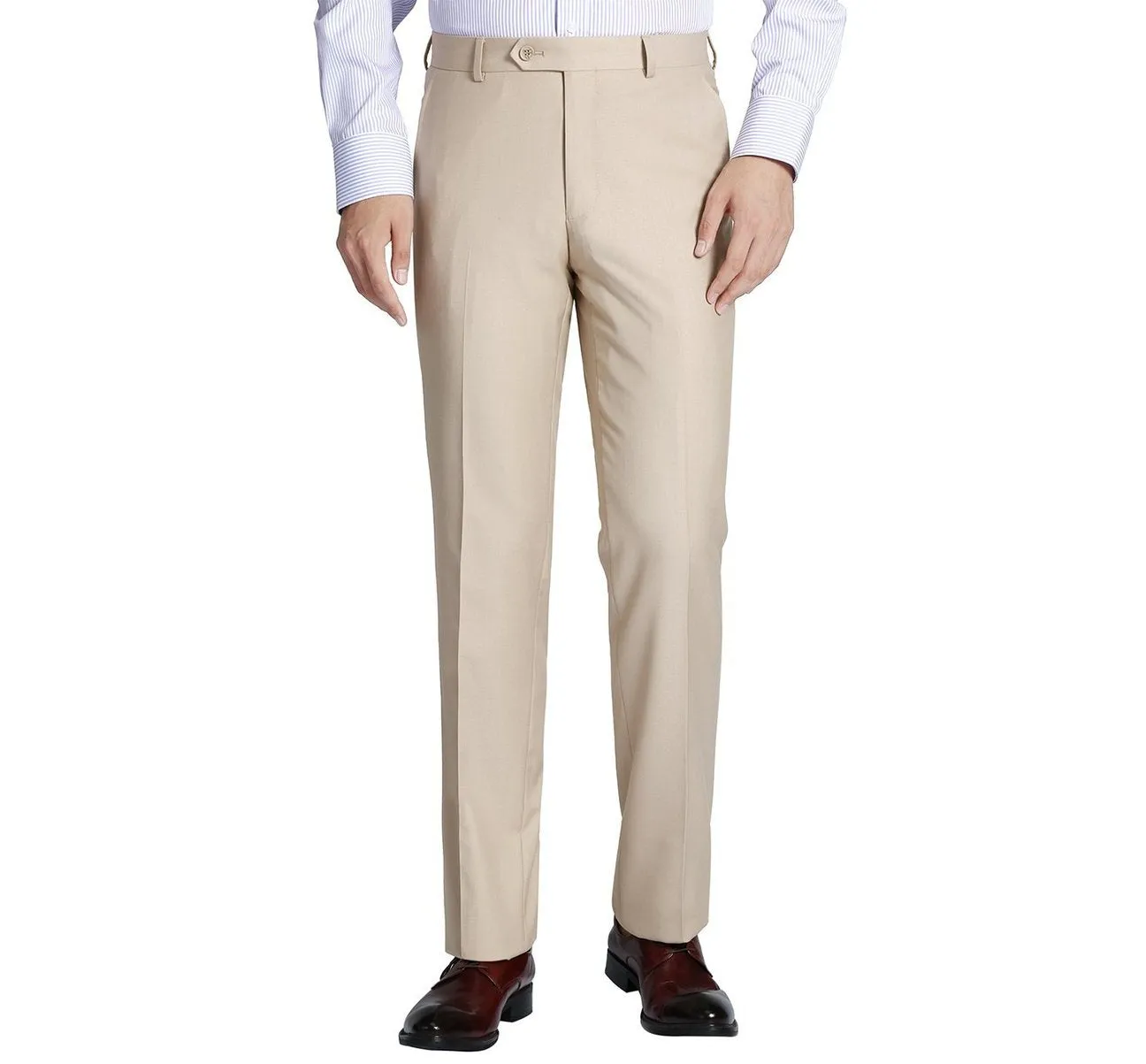 Alessandro Vitello by Renoir Beige Slim Fit Flat Front Suit Separate Pants 201-3