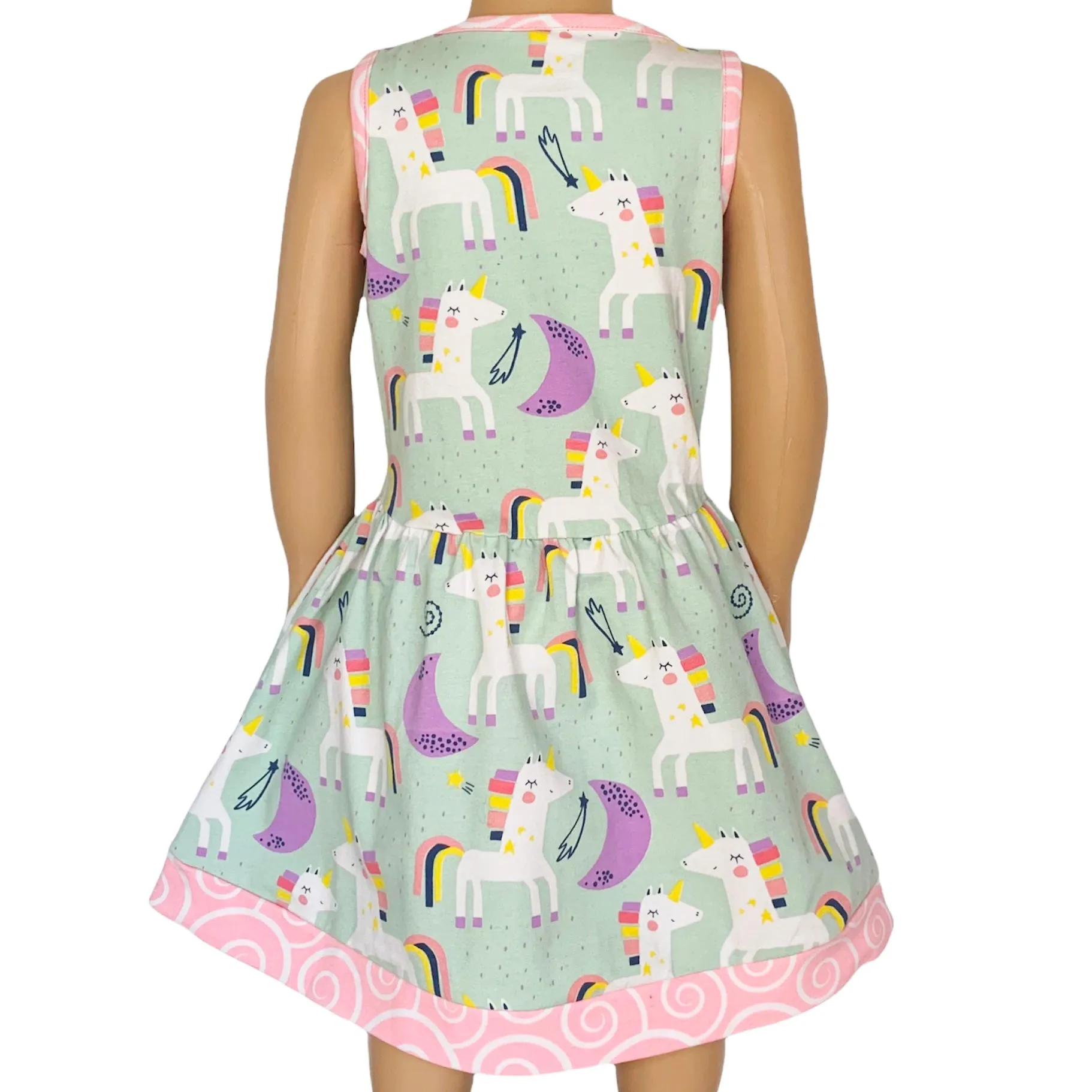 AnnLoren Little & Big Girls Magical Unicorns Rainbows Sleeveless Dress Party Outfit