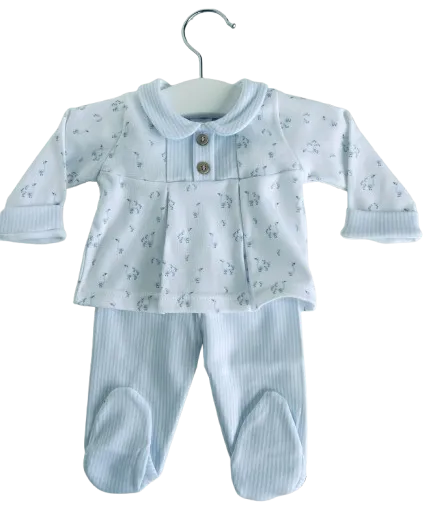 Babidu Roble Little Ducks 2-Piece Babygrow - Sky Blue