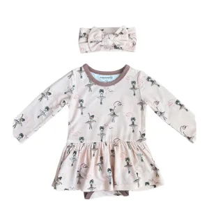 Baby Sprouts Ruffle Bodysuit Dress w/Headband
