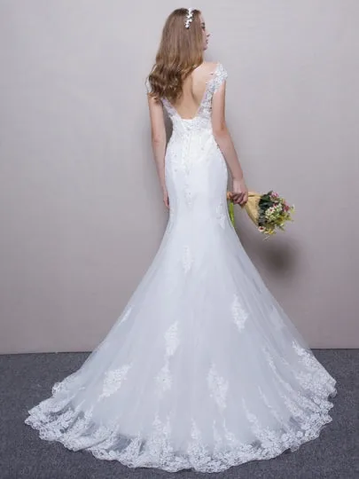 Beading Lace-Up Mermaid Wedding Dress