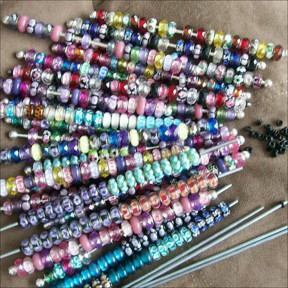 Beads storage bar STAINLESS STEEL  /- 4" silver | metal large hole | screwable ends