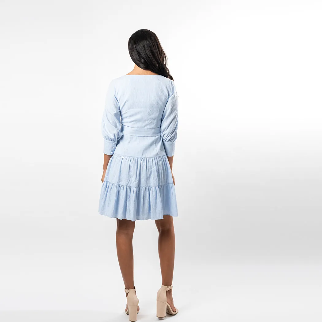 Belted Fit & Flare Tiered Dress