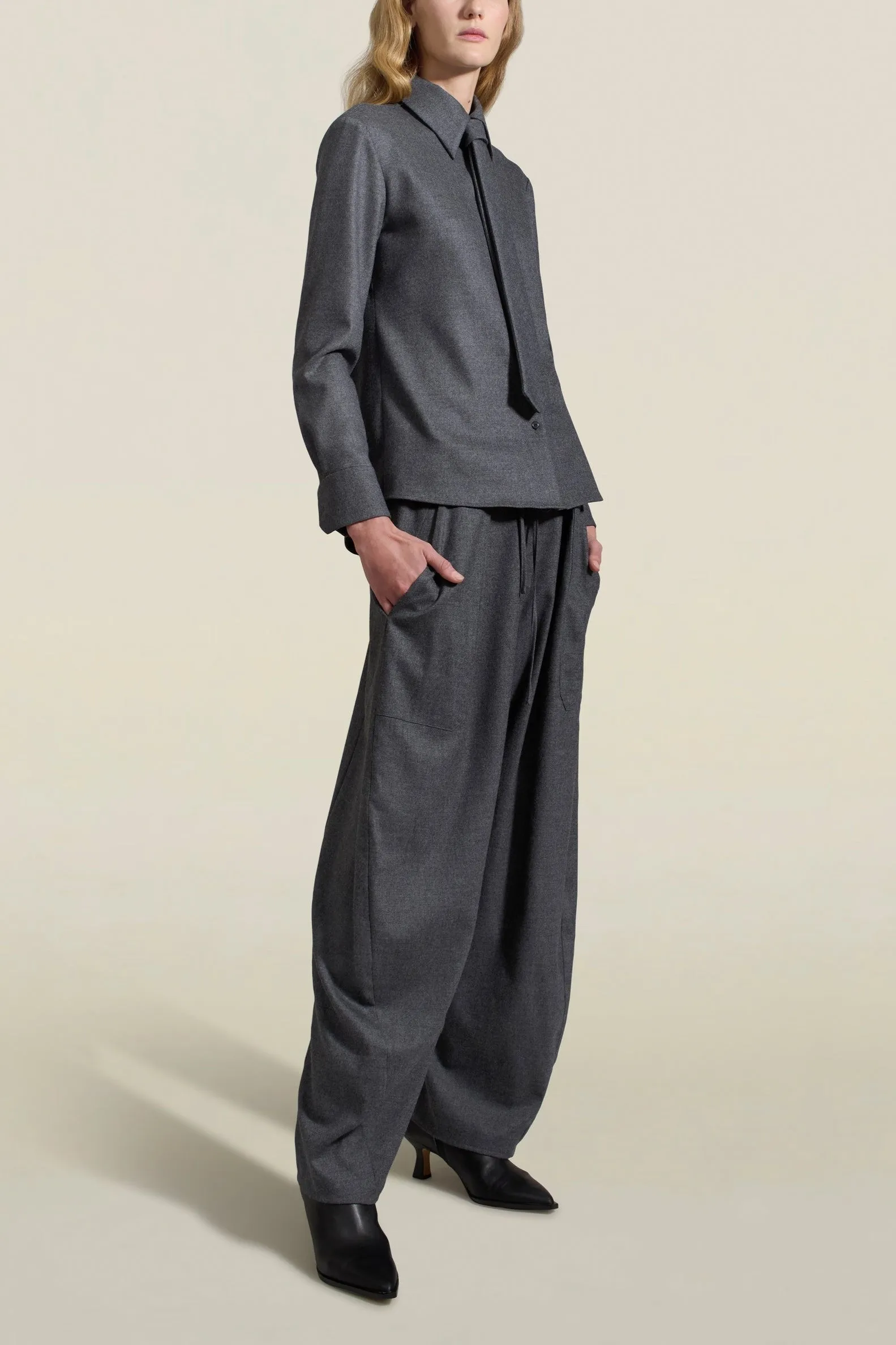 Billie Tie Blouse, Heather Grey
