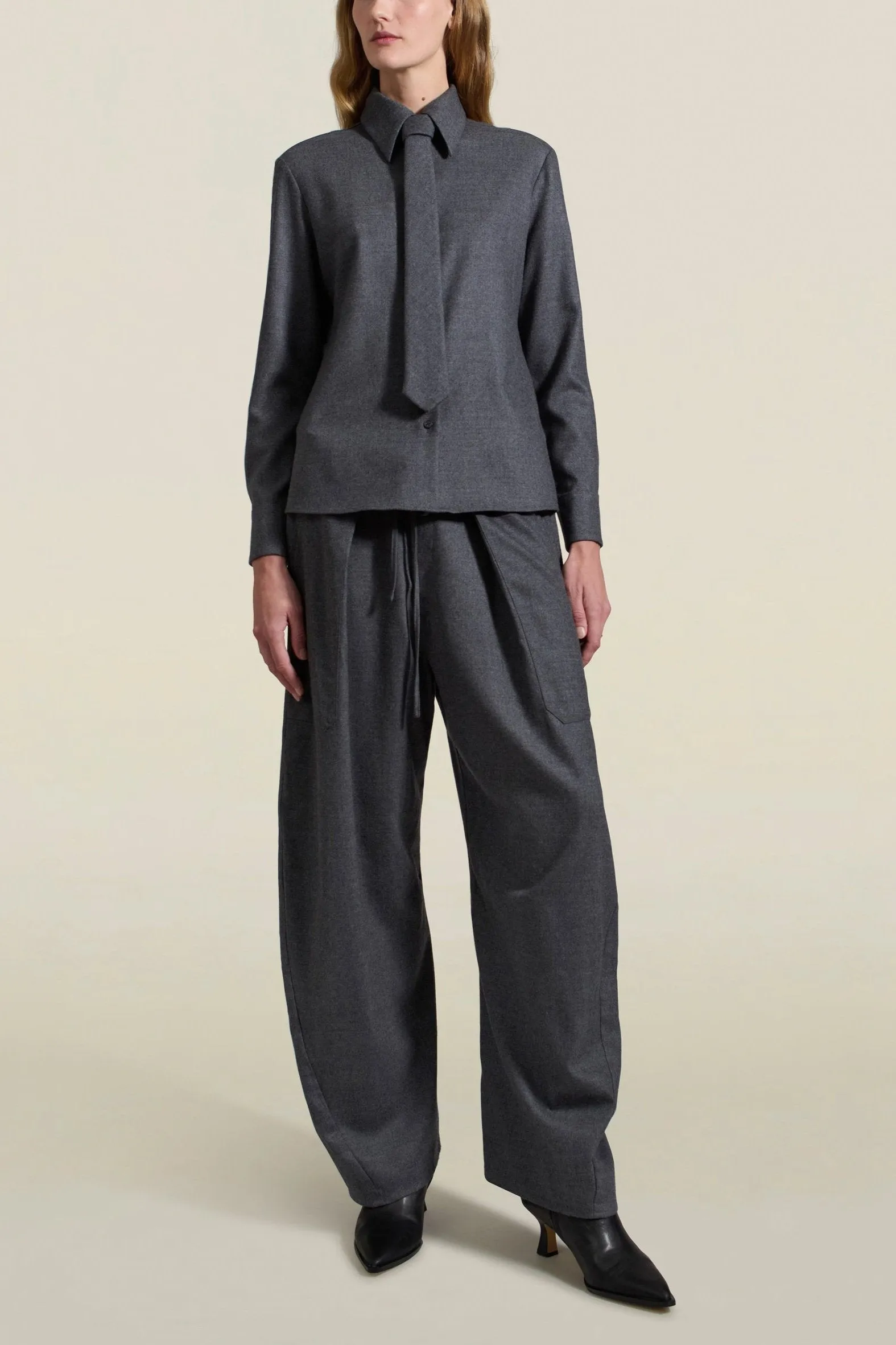 Billie Tie Blouse, Heather Grey