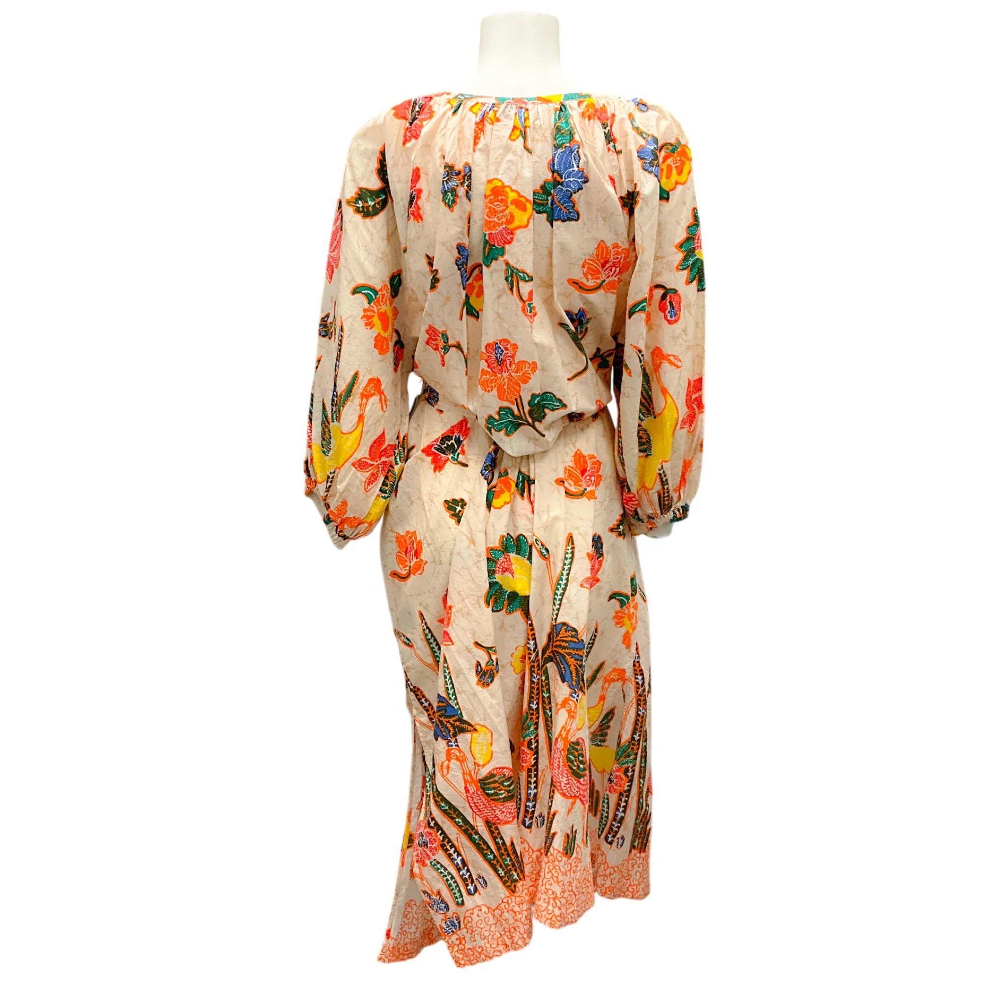 Cara Cara Beige / Orange Multi Turtledove Dodo Bird Border Simone Dress