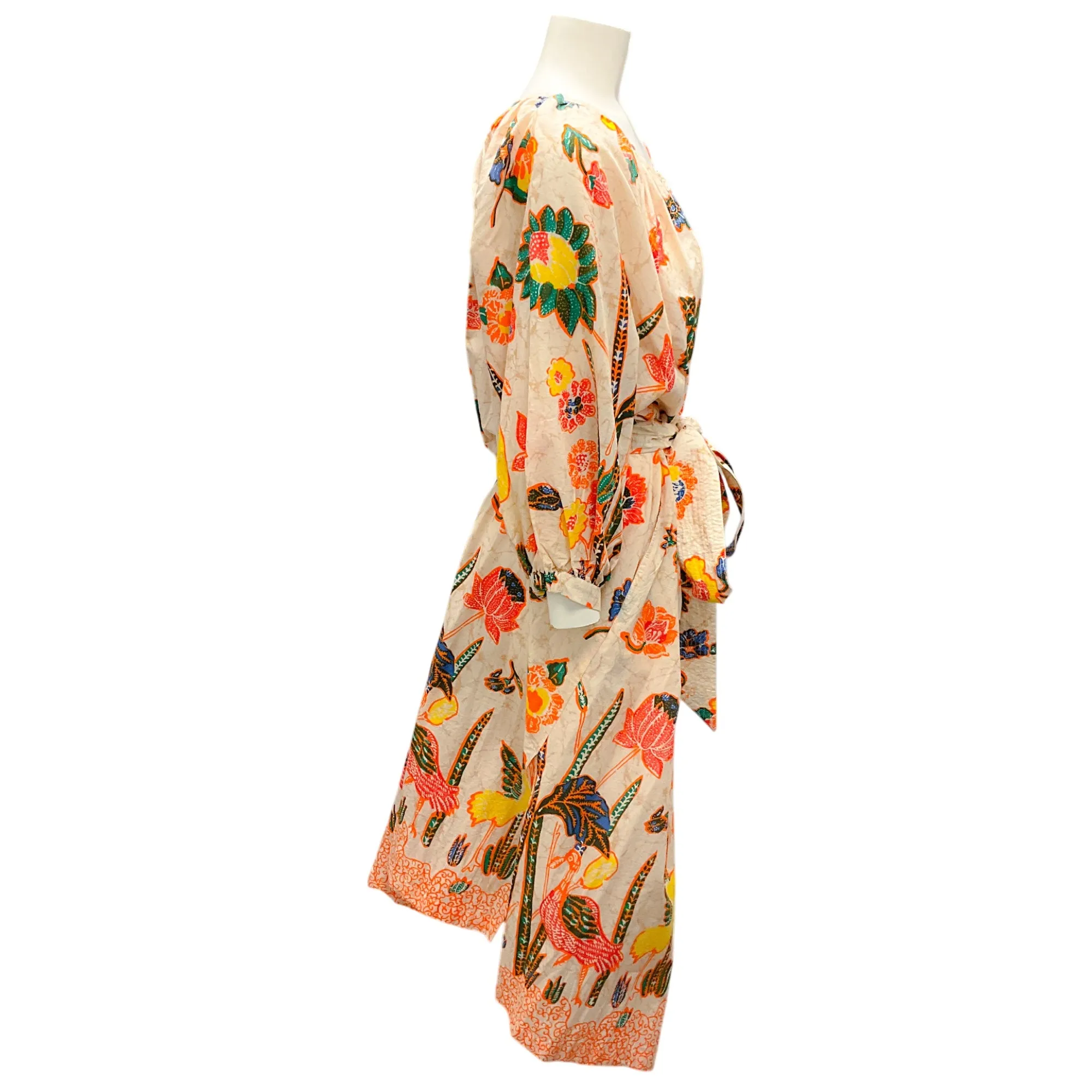Cara Cara Beige / Orange Multi Turtledove Dodo Bird Border Simone Dress