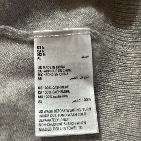 CASHMERE Charter Club cashmere crew neck sweater grey pearl accents Medium