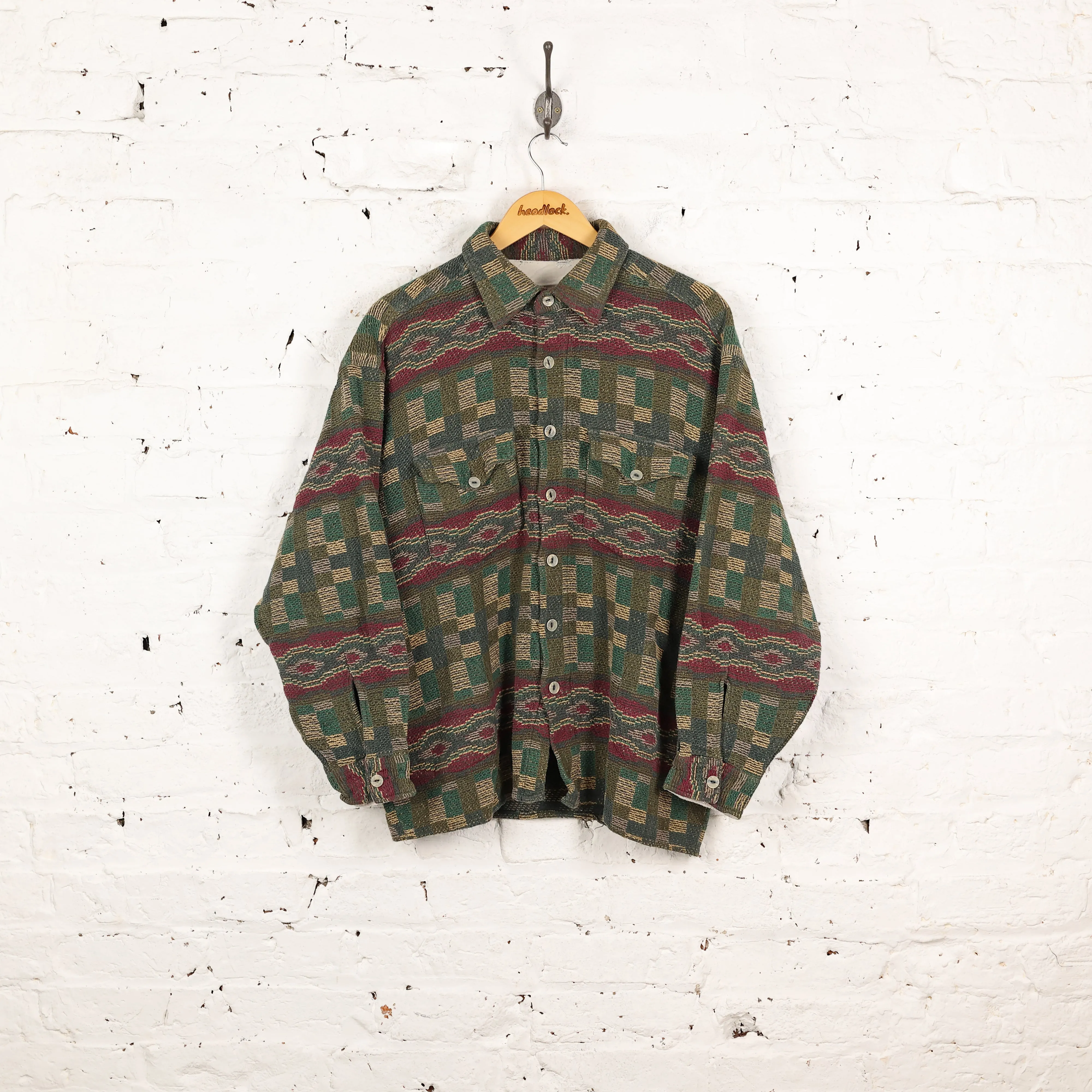Check Pattern Flannel Shirt - Green - XL