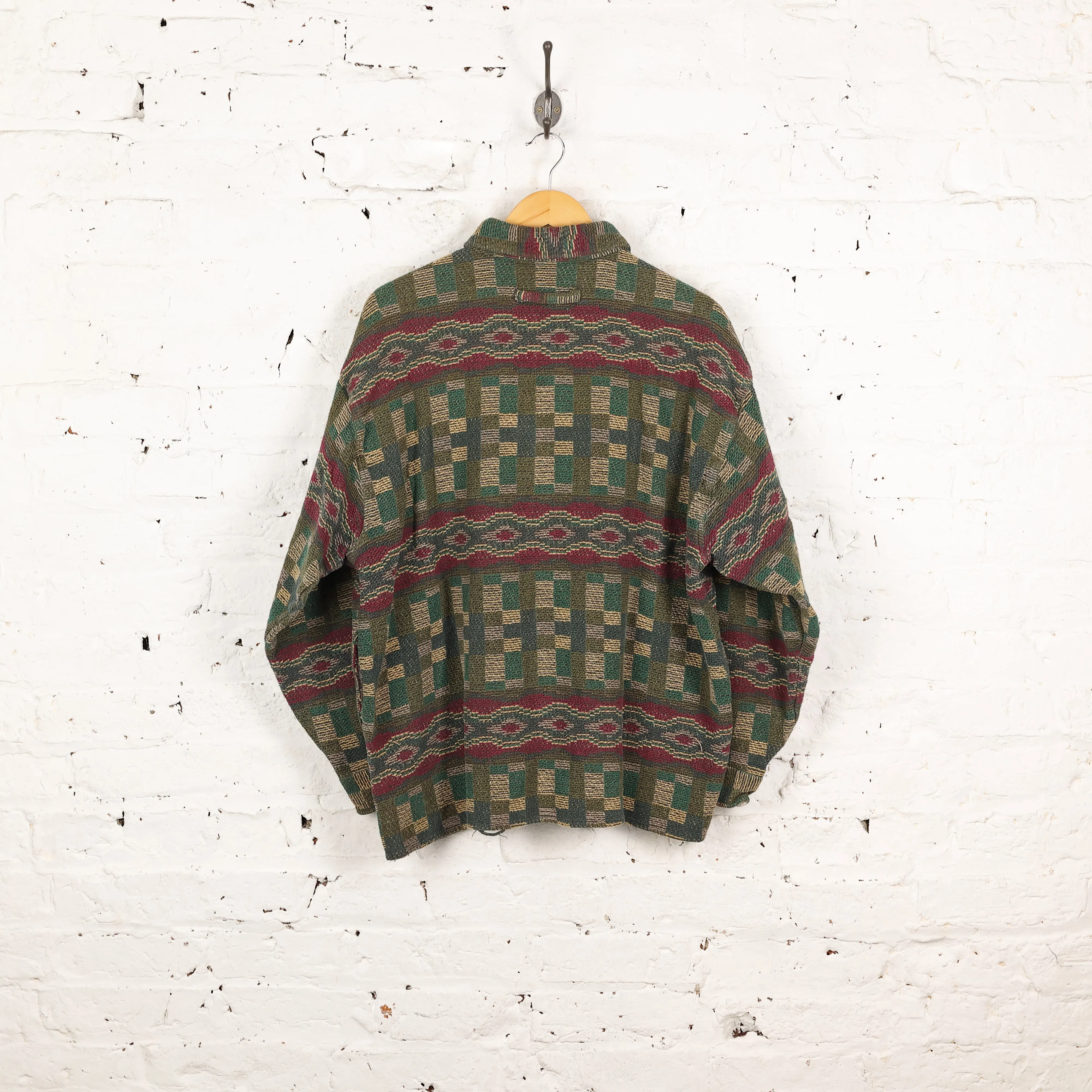Check Pattern Flannel Shirt - Green - XL