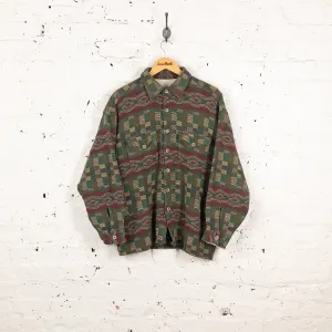 Check Pattern Flannel Shirt - Green - XL