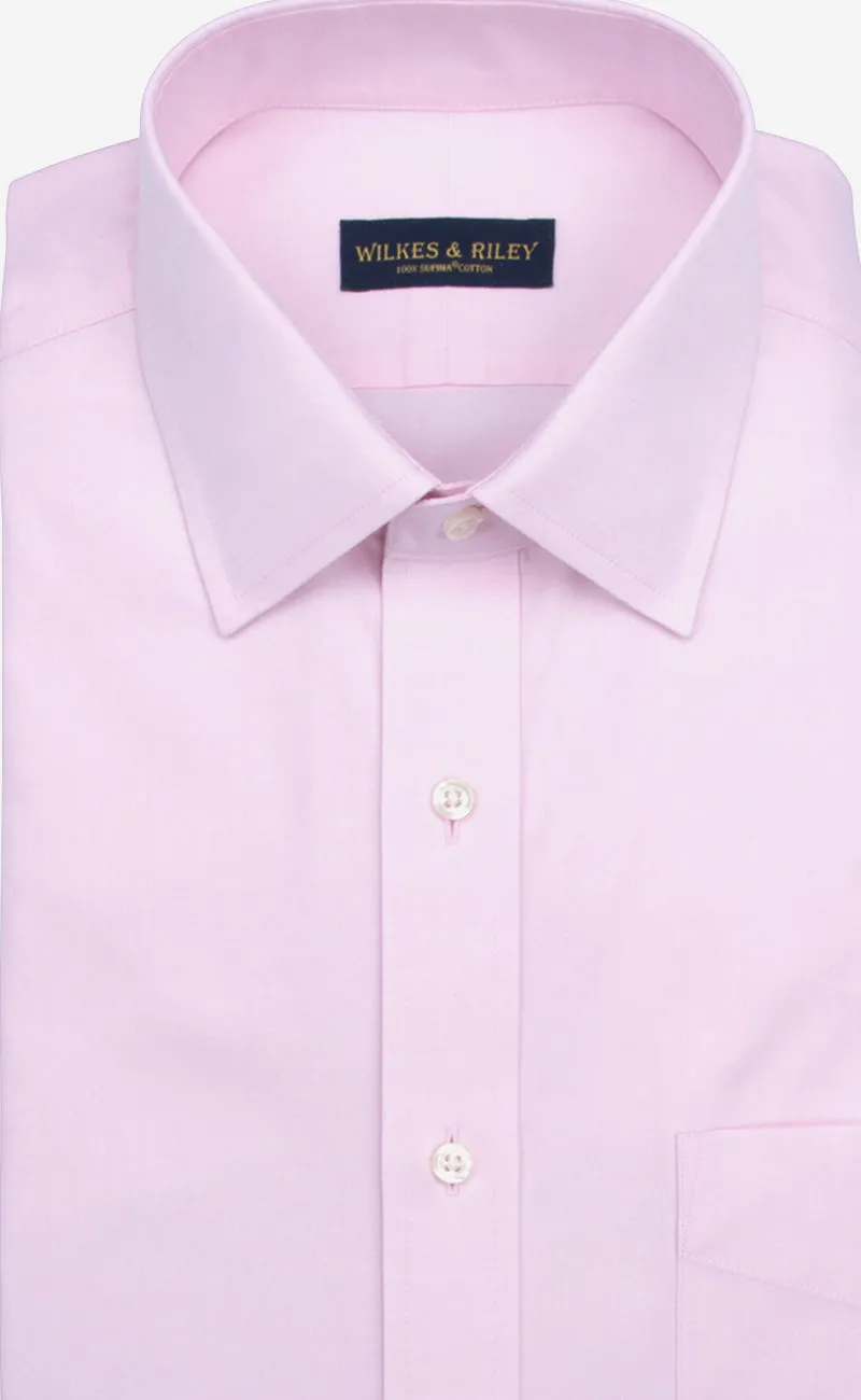 Classic Fit Pink Solid Spread Collar Supima® Cotton Non-Iron Pinpoint Oxford Dress Shirt (B/T)