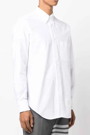 Classic Oxford Grosgrain Placket Long Sleeve Shirt in White