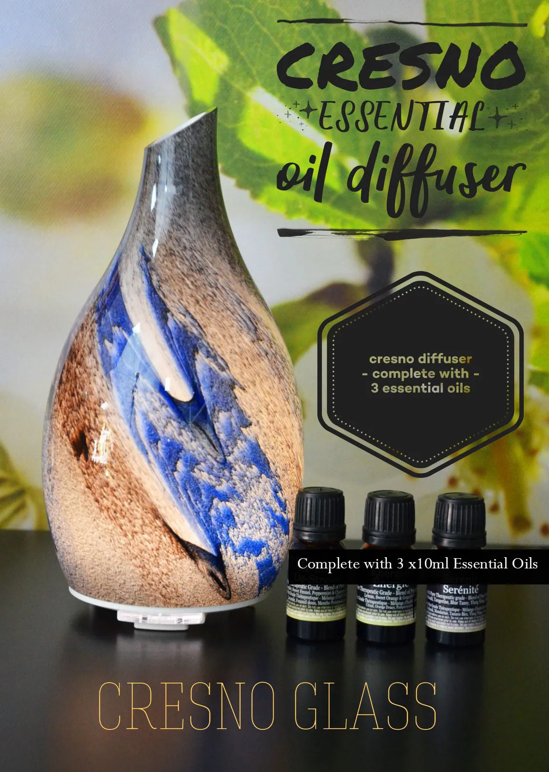 CRESNO Ultrasonic Diffuser   3 Essential Oils