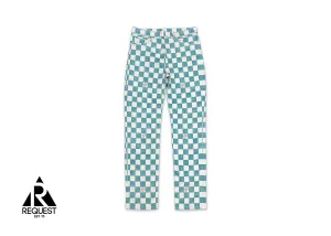 Damier Regular Denim Pants "White/Ocean"