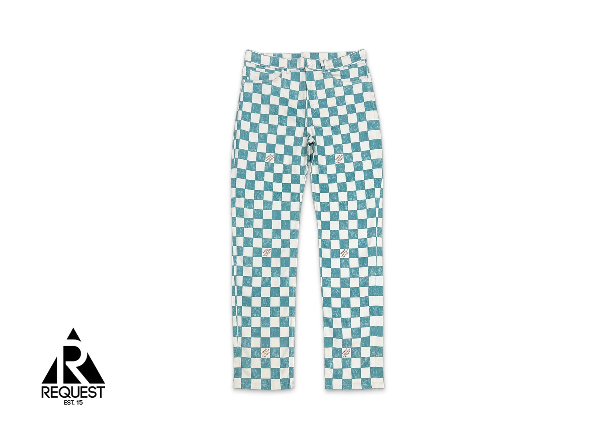 Damier Regular Denim Pants "White/Ocean"