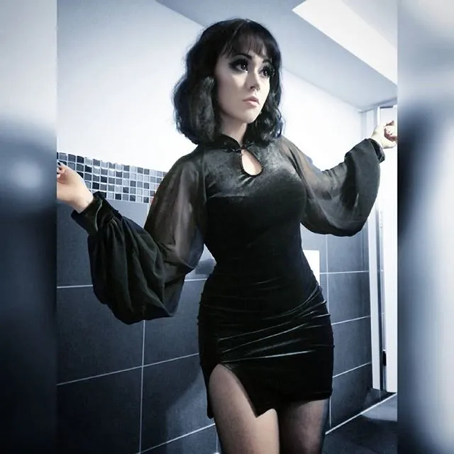 Dark cheongsam dress KF90402
