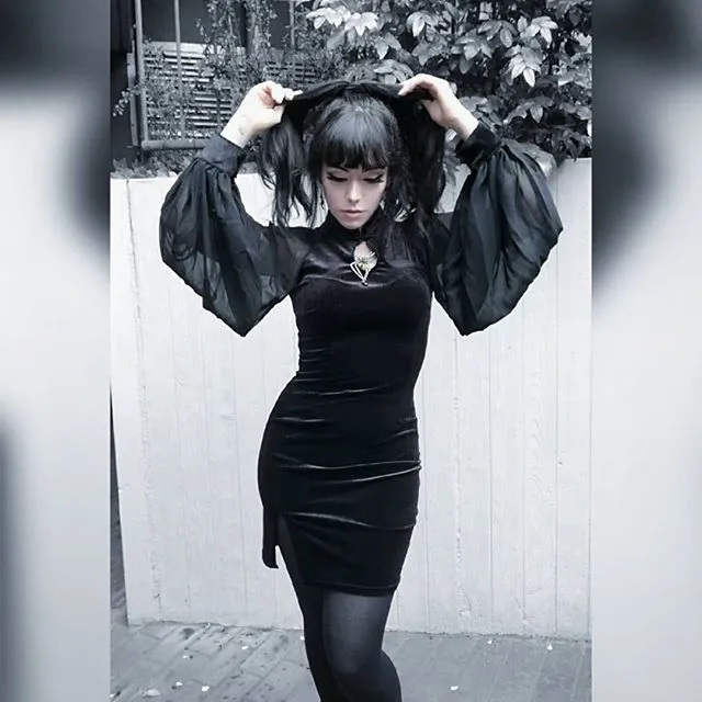 Dark cheongsam dress KF90402
