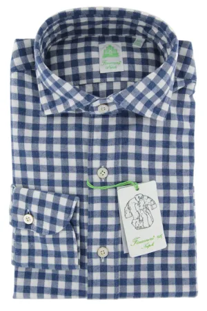 Finamore Napoli Blue Flannel Shirt - Extra Slim