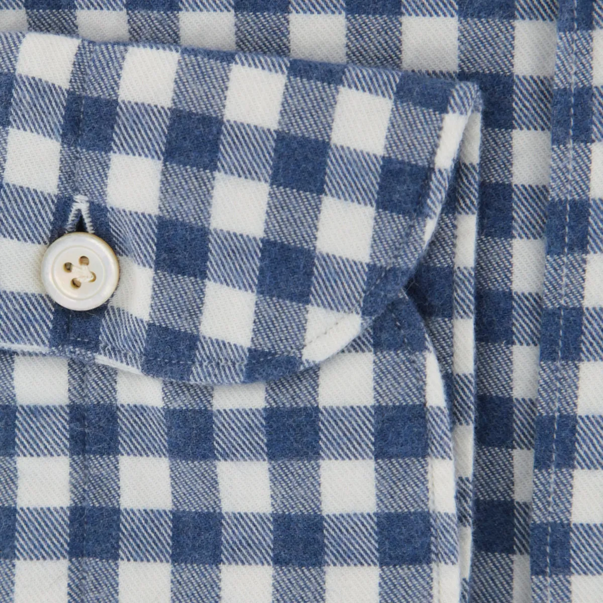 Finamore Napoli Blue Flannel Shirt - Extra Slim