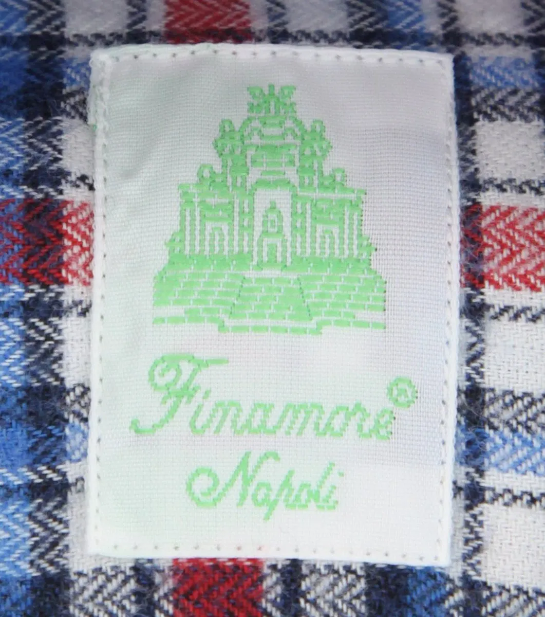 Finamore Napoli Navy Blue Flannel Shirt - Extra Slim
