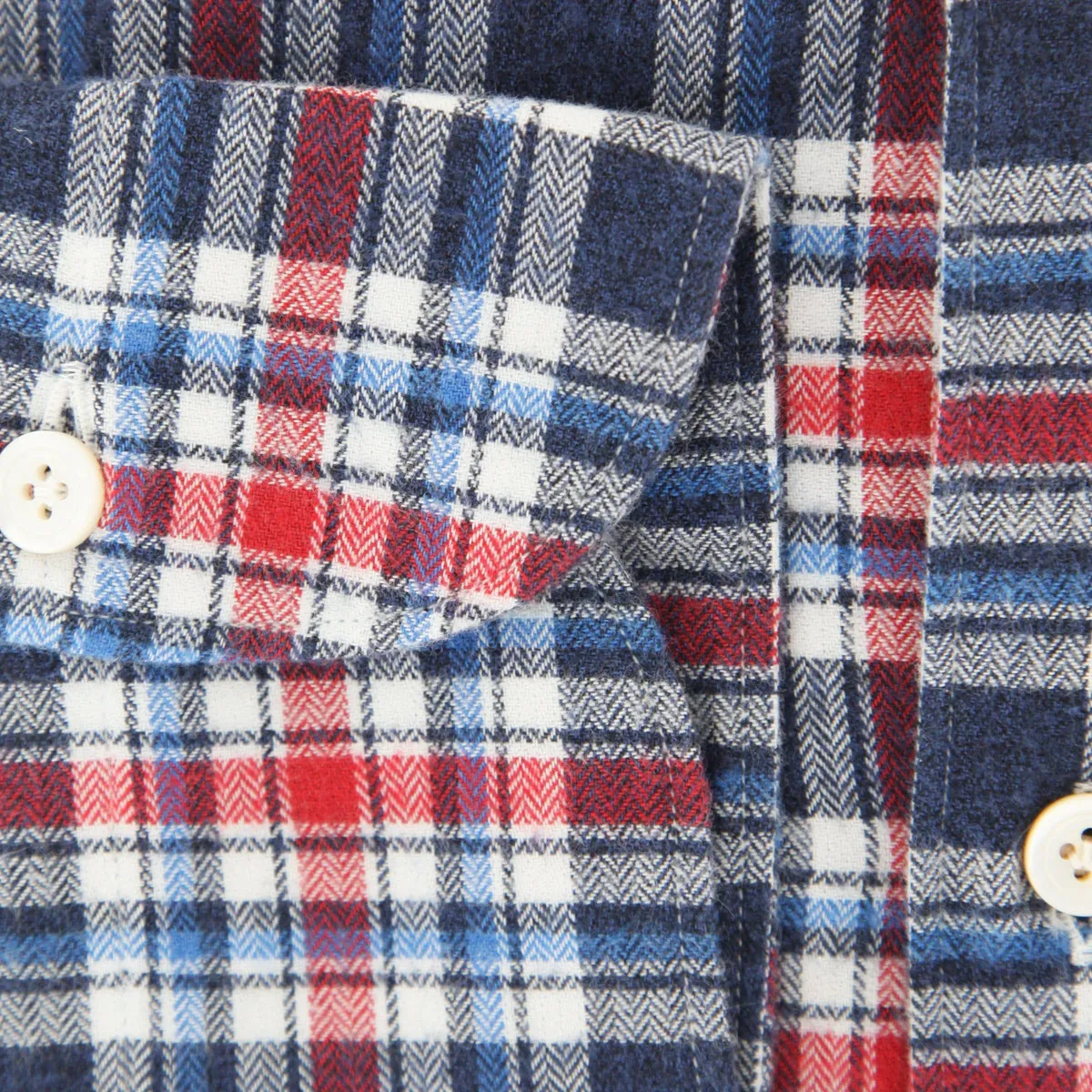 Finamore Napoli Navy Blue Flannel Shirt - Extra Slim
