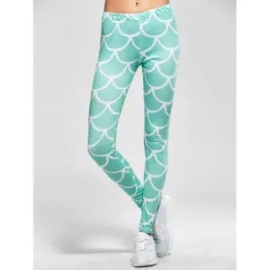 Fish Scale Print Mermaid Leggings - Light Green S