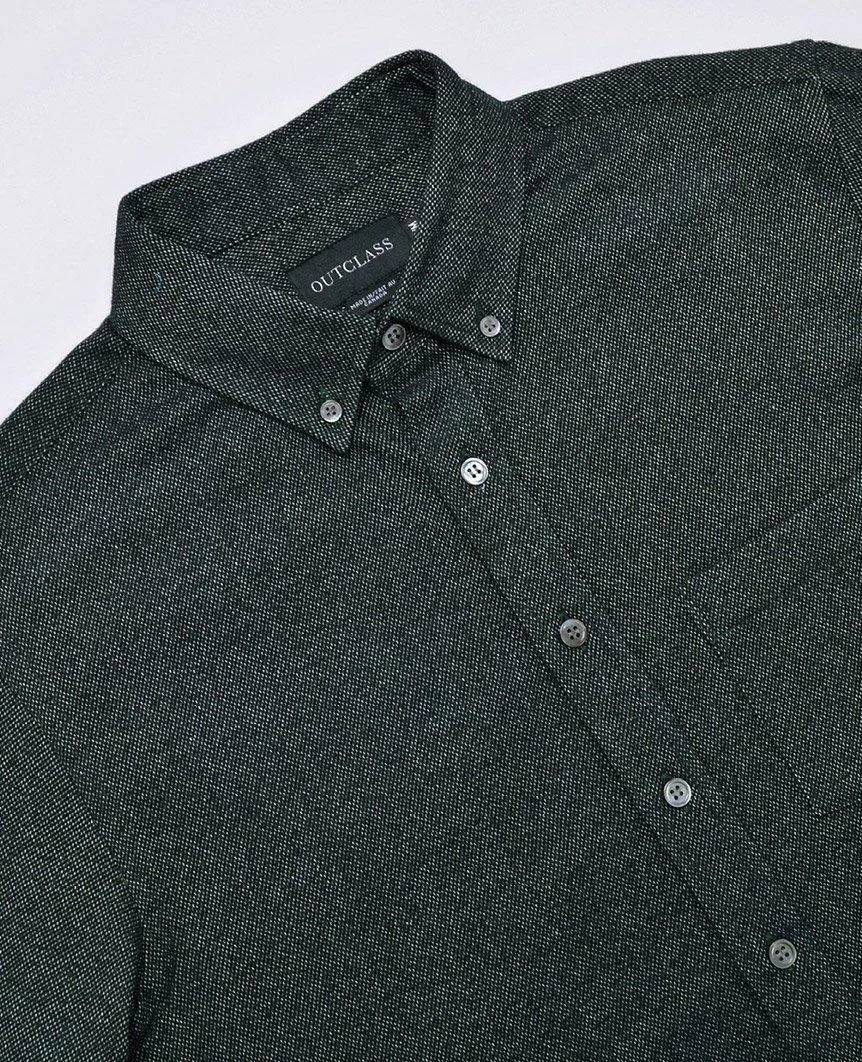Forest Green Tweed Flannel Shirt