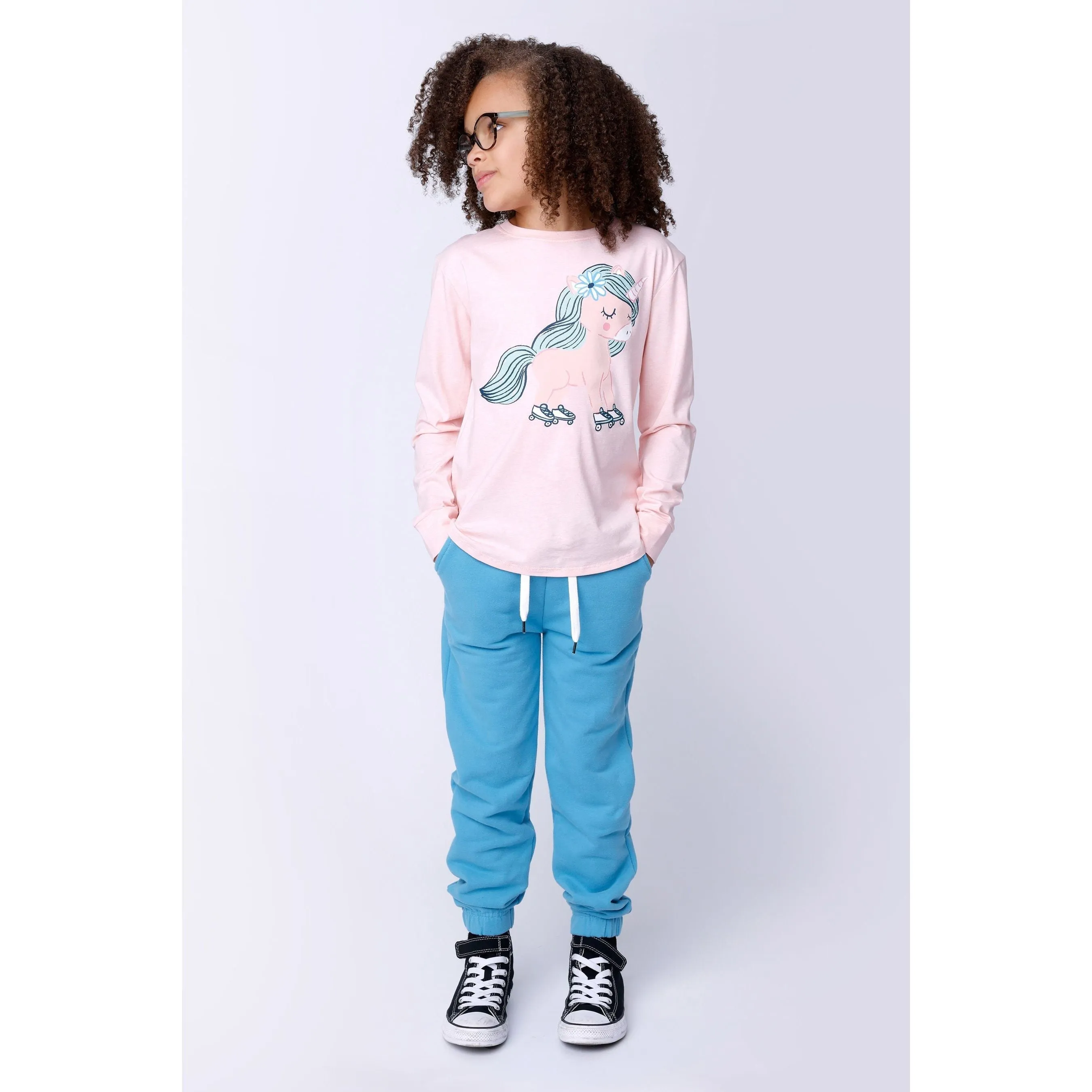 Furry Gathered Cuff Trackies - Light Aqua