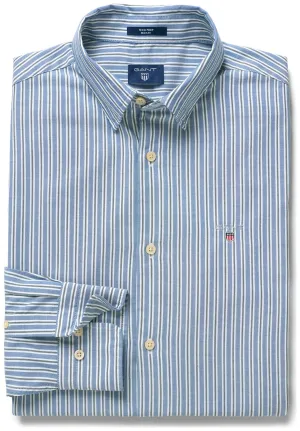 GANT June Bug Green Tech Prep Oxford Multi Stripe Shirt 3013230 Size M NWT