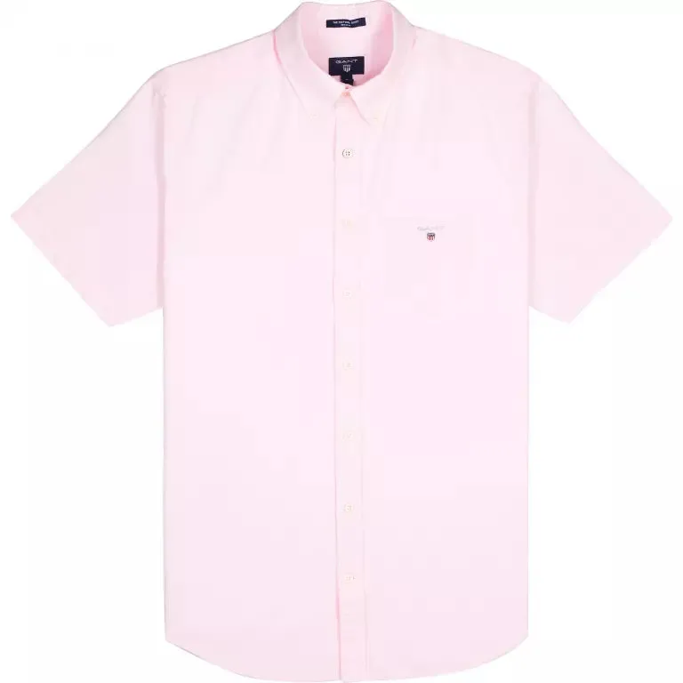 GANT Men's Light Pink Short Sleeve Oxford Button Down Shirt Size M NWT
