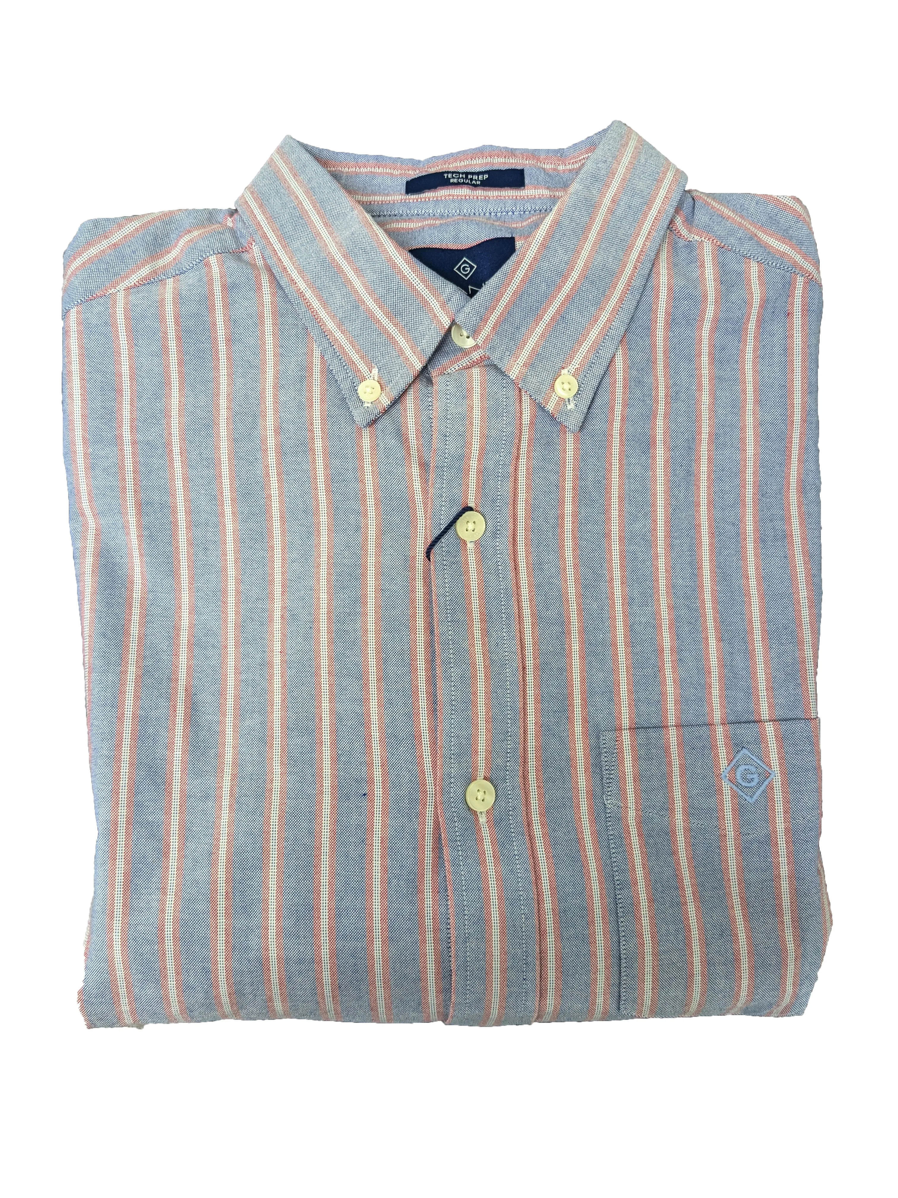 GANT Yale Blue Tech Prep Oxford Wide Stripe  Button Down 3005920 Size M NWT