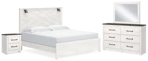 Gerridan King Panel Bed with Mirrored Dresser and Nightstand