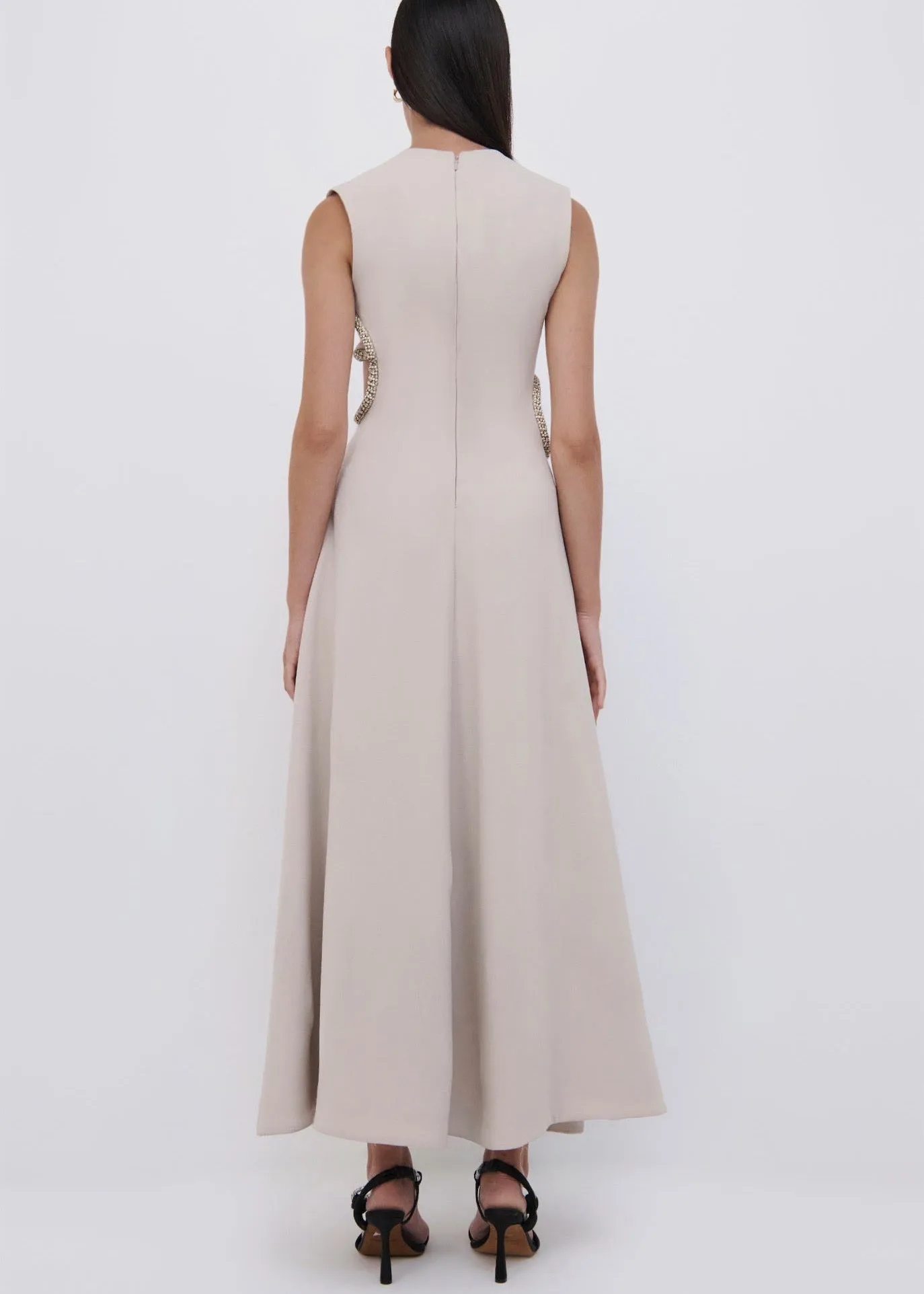 Giada Diamante Embroidery Dress (Nougat)