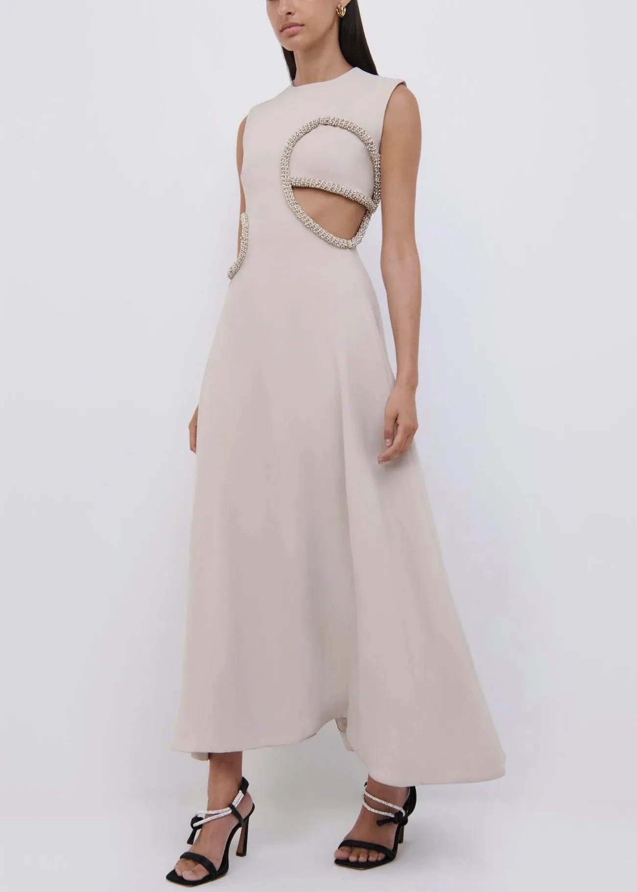 Giada Diamante Embroidery Dress (Nougat)