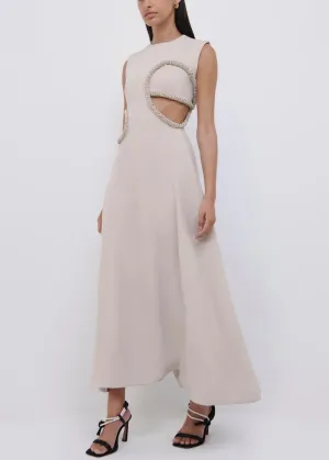 Giada Diamante Embroidery Dress (Nougat)