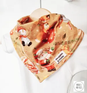 Gold Christmas Print Dribble Bib